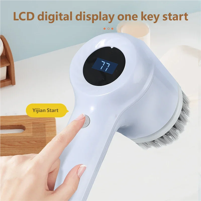 Electric Spin Scrubber, Bathroom Cordless Cleaning Brush Power Scrubber with 5 Replaceable Brush Heads, Electric Cleaning Brush