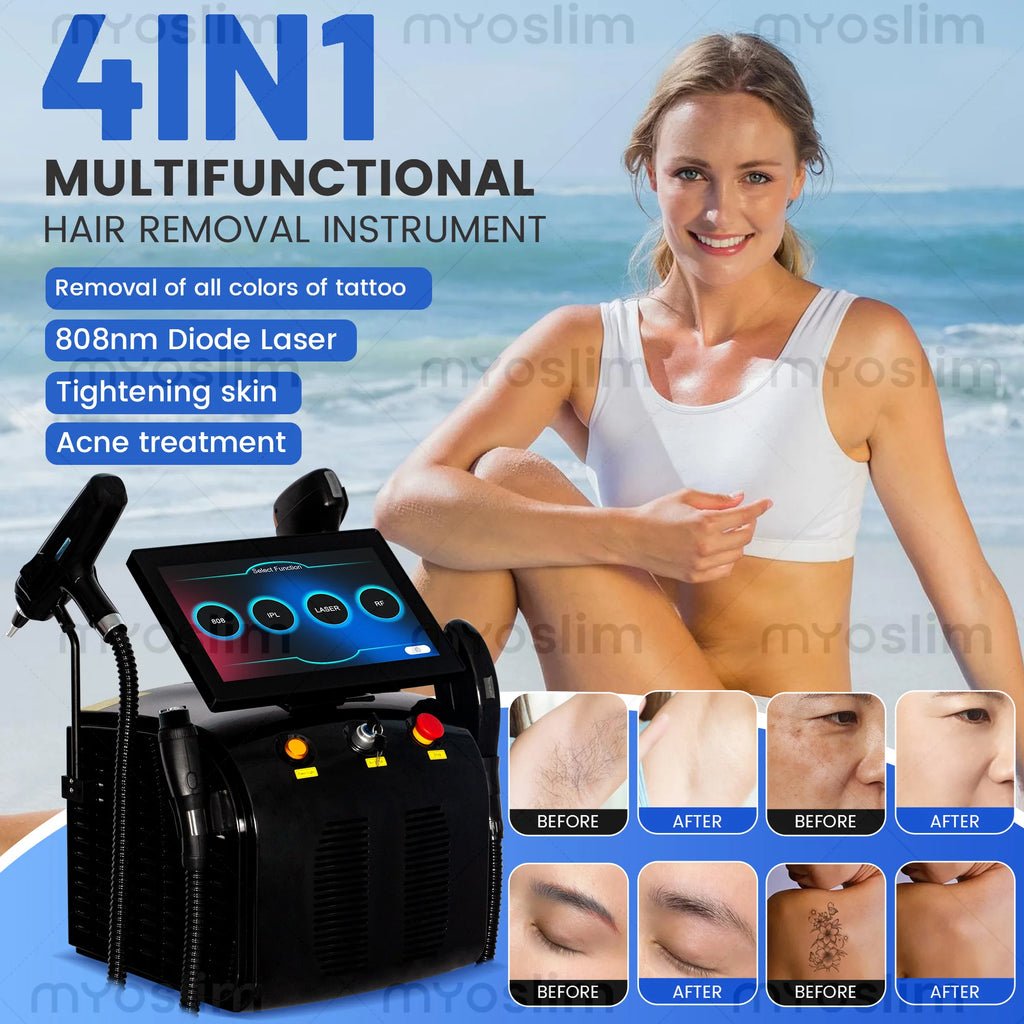 7000W 4 In 1 Diode Laser  Pico  IPL RF Beauty Device Hair Removal Tattoo Removal Skin Rejuvenation