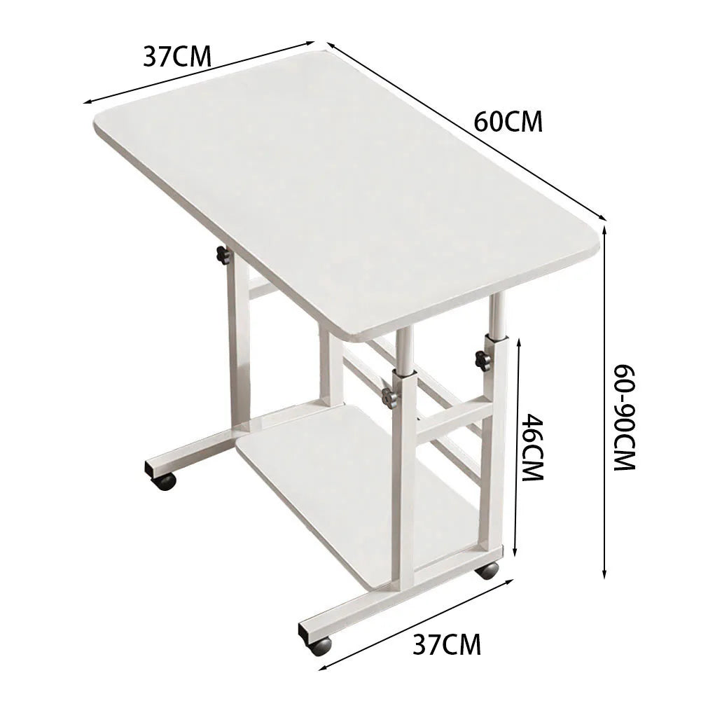 Voltsify Mobile Over-Height Adjustable Mobile Table Overbed Desk with Shelves, Wheels, and Laptop Tray Stand