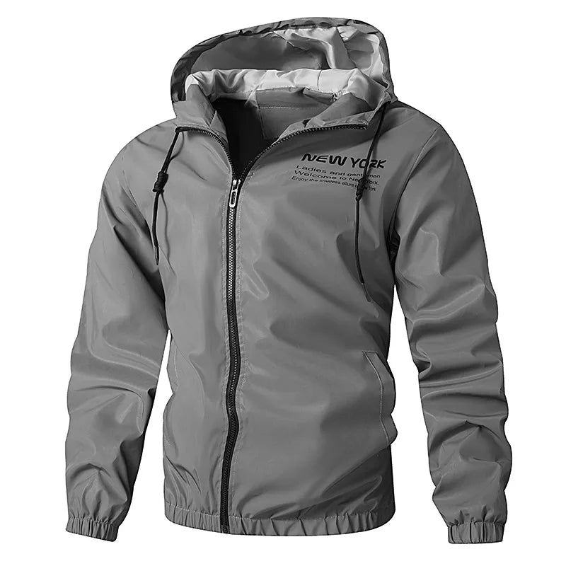 Vestes réfléchissantes de nuit pour hommes Double tissu imperméable Coupe-vent à capuche Homme Hip Hop Cyclisme Sports Manteaux à fermeture éclair
