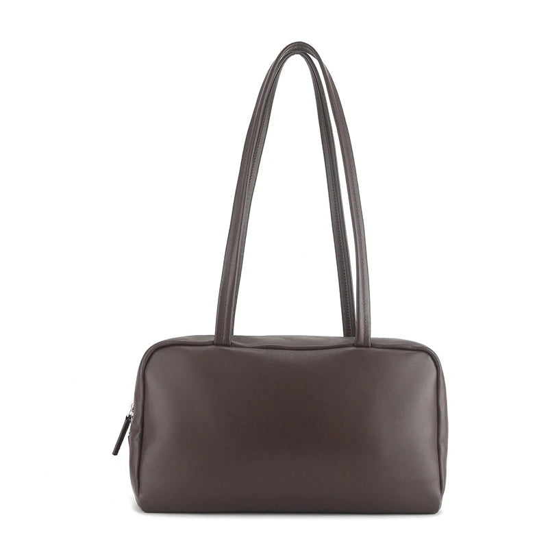 2026 Autumn Genuine Leather Women Handbags Casual Solid Totes Women Shoulder Bowling Bags Luxury Brand Cowhide Women Bags