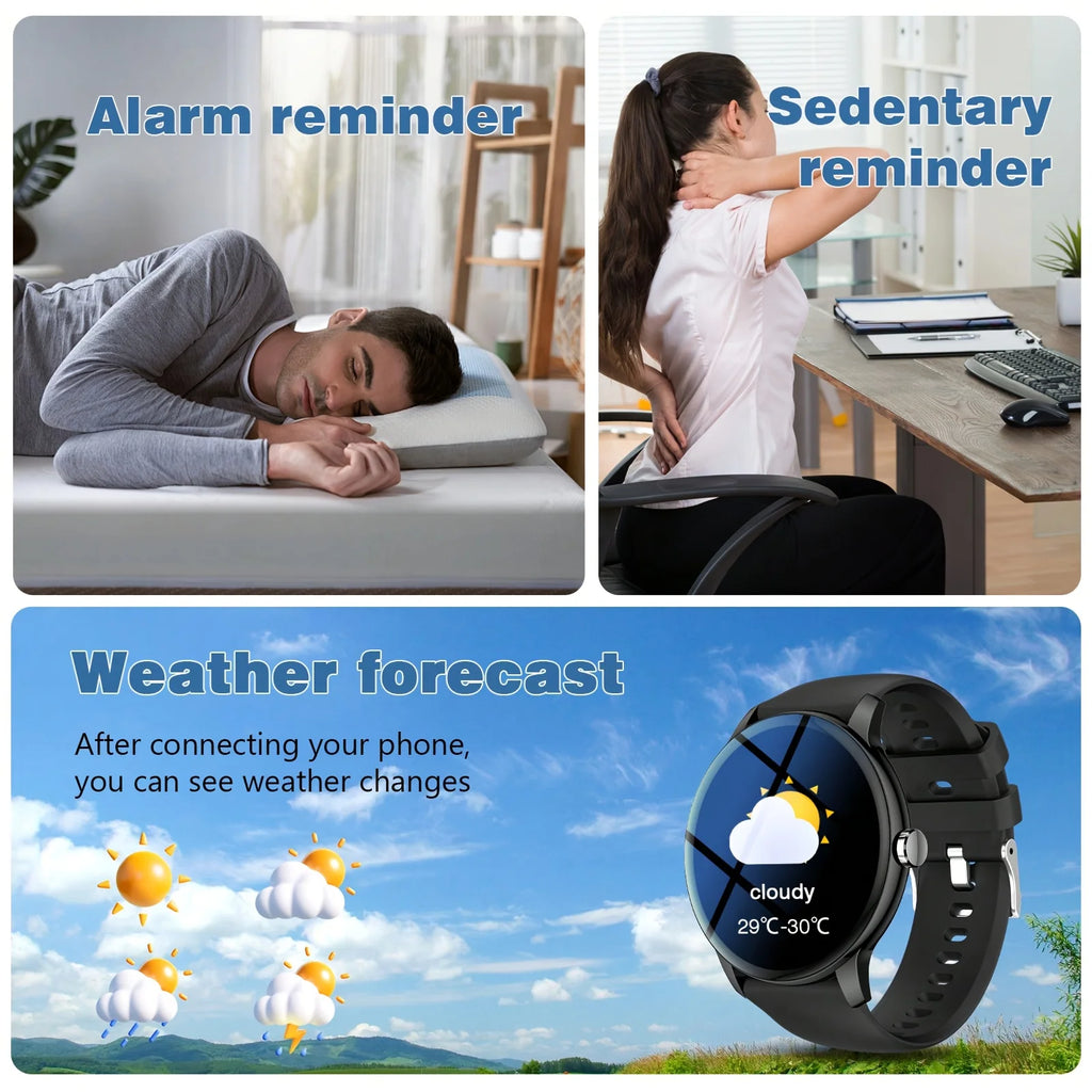 2026 Smartwatch/Fitness-Armband mit Anruffunktion, mehreren Sportmodi, Musiksteuerung, Erinnerung an Bewegungsmangel, Hintergrundbildern, Wetteraktualisierungen, kompatibel mit Android & iPhone