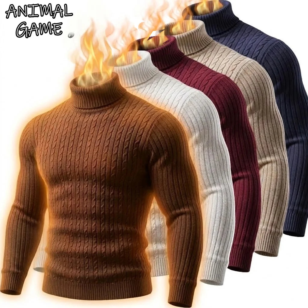 Maglione uomo a collo alto in maglia