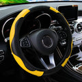 Housse de volant de voiture en cuir PU fibre de carbone sans anneau intérieur, adaptée aux accessoires automobiles de 14,5 à 15 pouces