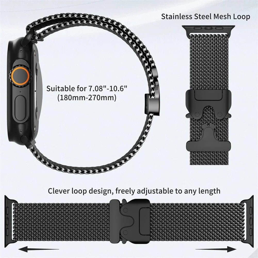 Stainless Steel Milanese for Apple Watch Ultra 2 3 49mm 46mm 42mm 41mm 45mm 44mm Series 11 10 9 8 7 6 5 4 SE3 Straps Accessories