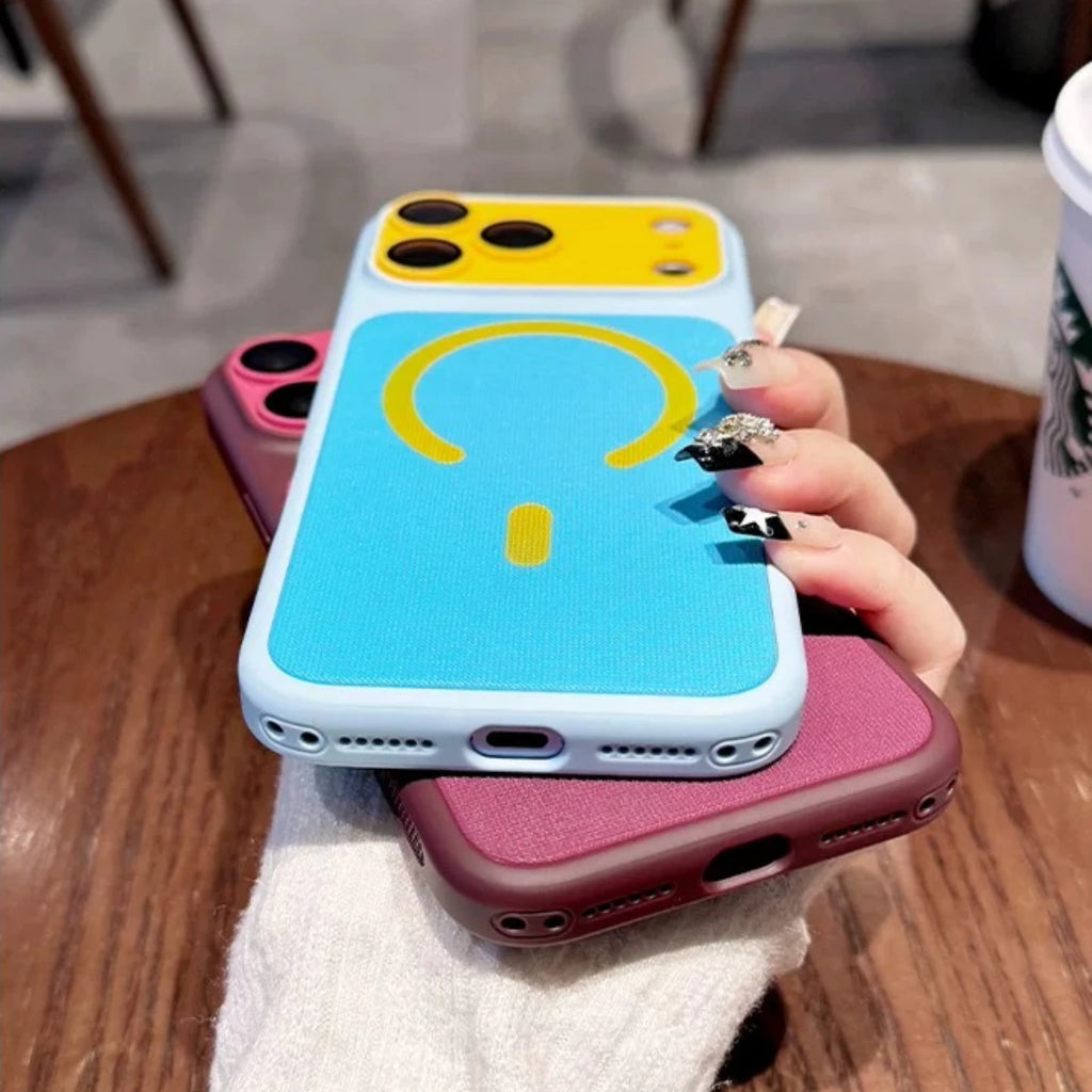 Luxury Fabric Backboard Magnetic Phone Case For iPhone 18 17 Air 16 15 14 Plus 13 12 Pro Max For Magsafe Wireless Charging Cover