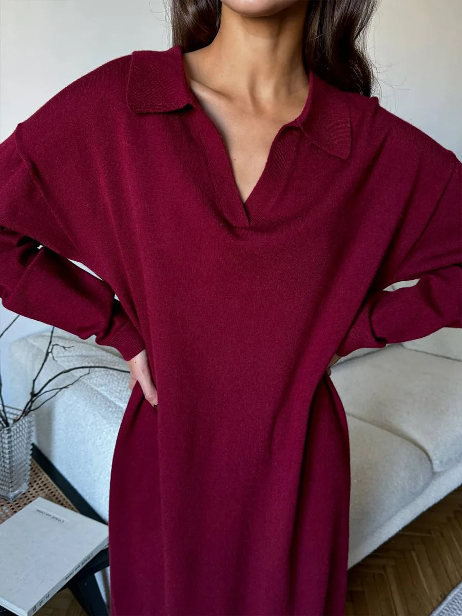 Abito midi donna in maglia con maniche lunghe — immagine 11