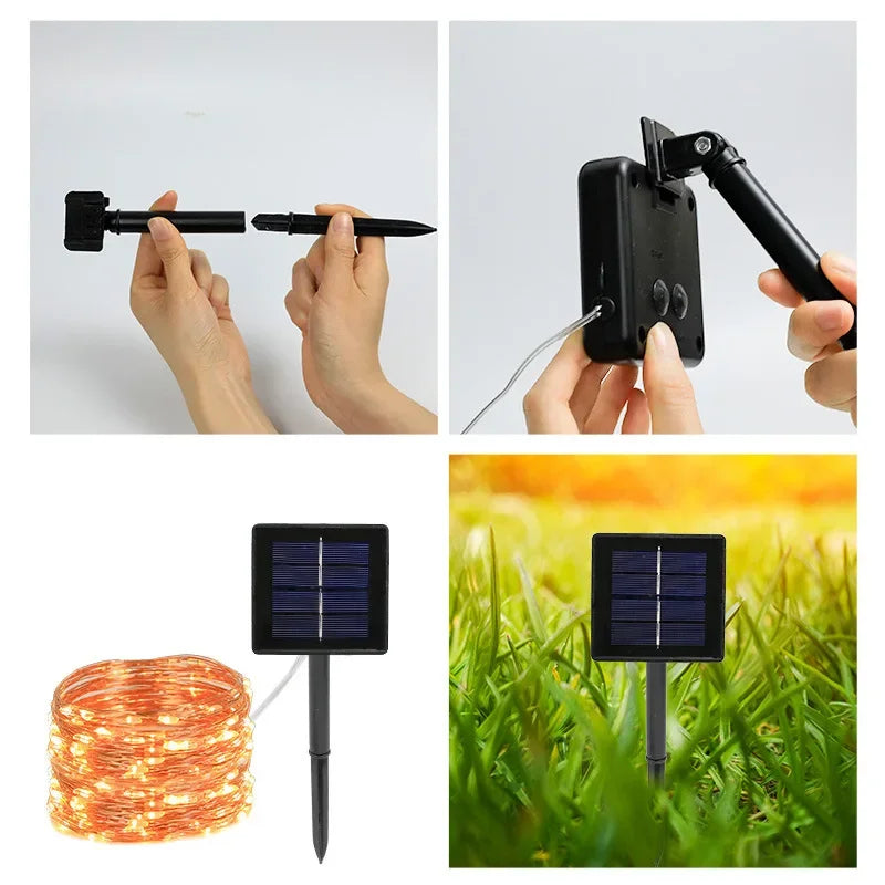 Solar LED Light Outdoor Waterproof Fairy Lights String Christmas Halloween Decoration Festoon Garden Led Lamp Party Supplies