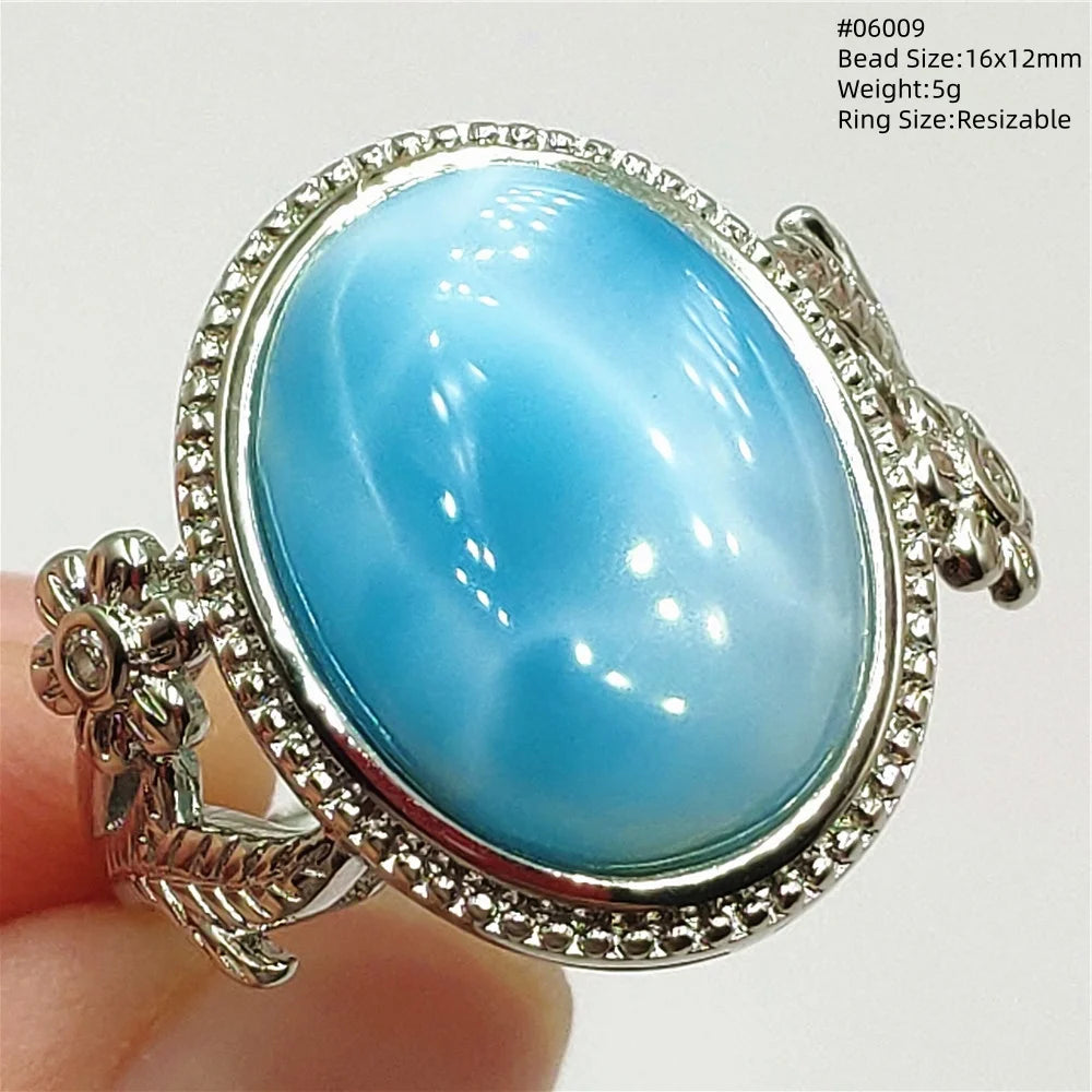 Anello regolabile in argento 925 con larimar