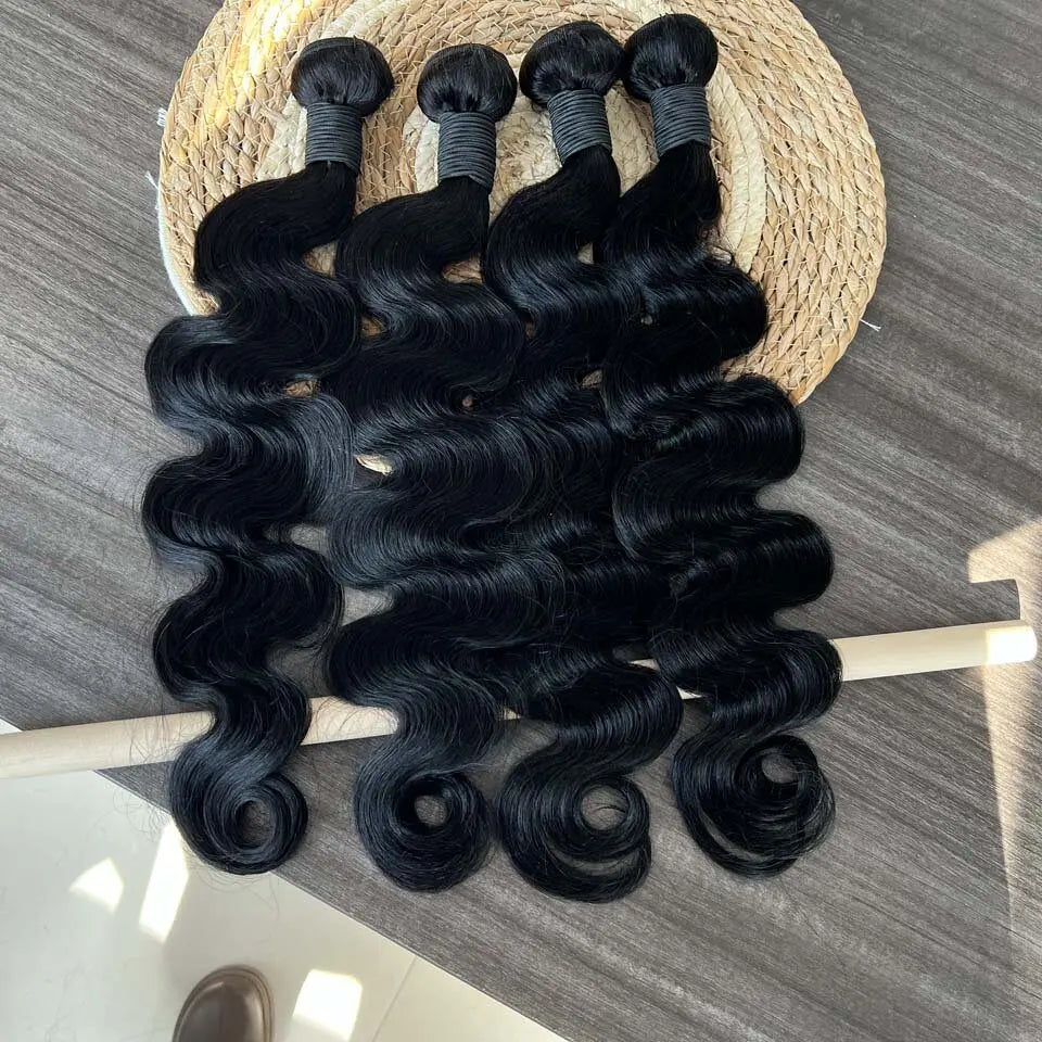 15A Human Hair Bundles Body Wave Unprocessed Virgin Human Hair Extensions Real Wavy Weave Body Wave Bundle Human Hair Double Weft