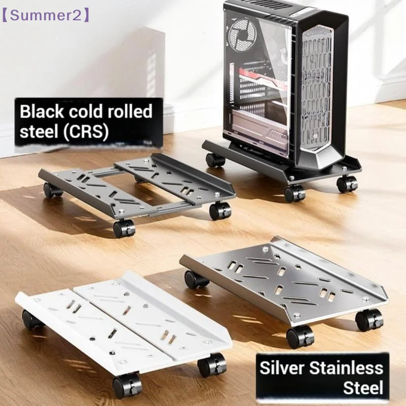 Adjustable Under-Desk Computer Tower Stand with Wheels