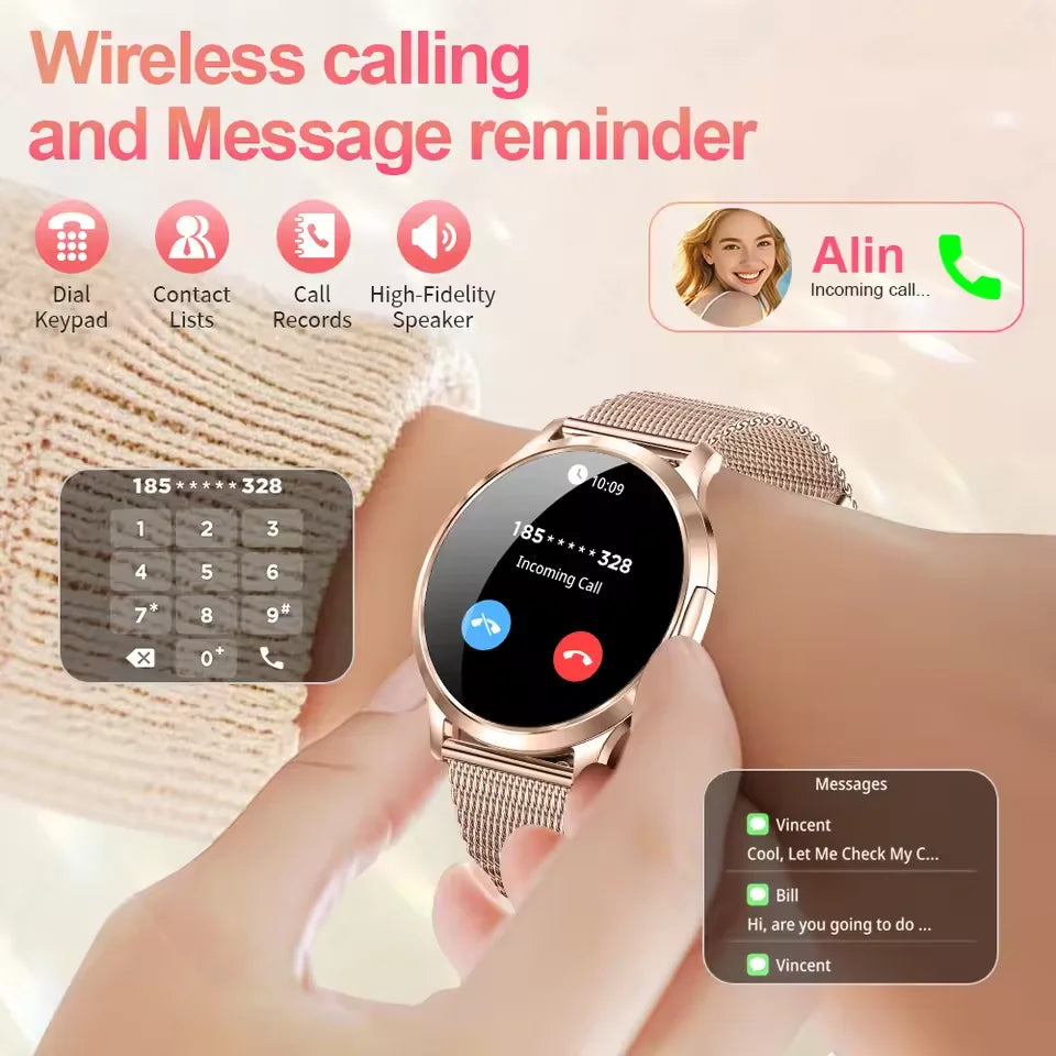 2026 New NFC Women Smart Watch 1.32 "Full HD Touch Screen Blood Pressure IP69K Waterproof 7.3mm Ultra Thin Ladies' Smart Watch