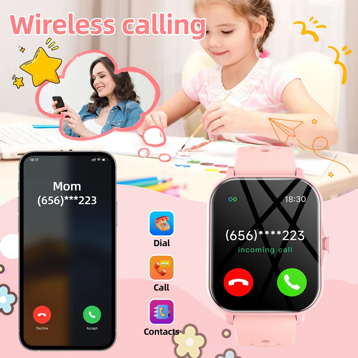 2026 1.83”HD Screen Bluetooth Call Pedometer Waterproof Smart Watch Sports Modes Sleep Monitoring Smartwatch Men Lady Kids Watch