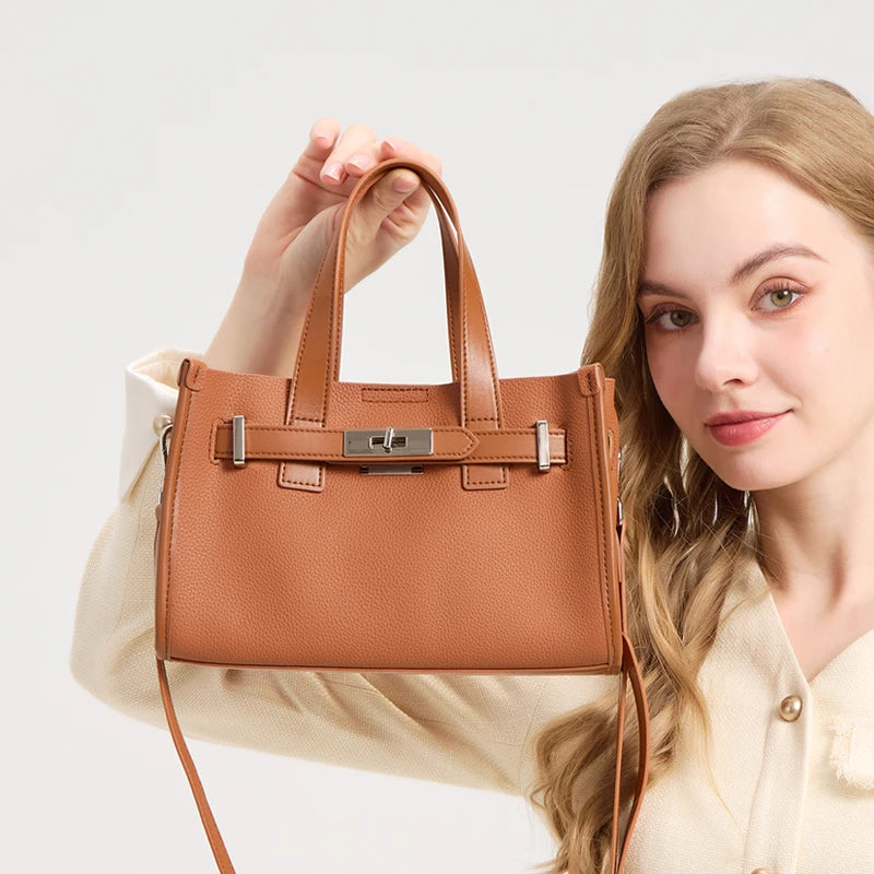 2026 Spring New Women's Retro Genuine Cowhide Leather Tote Bag Female Luxury Designer Shoulder Underarm Bags Niche Crossbody Bag