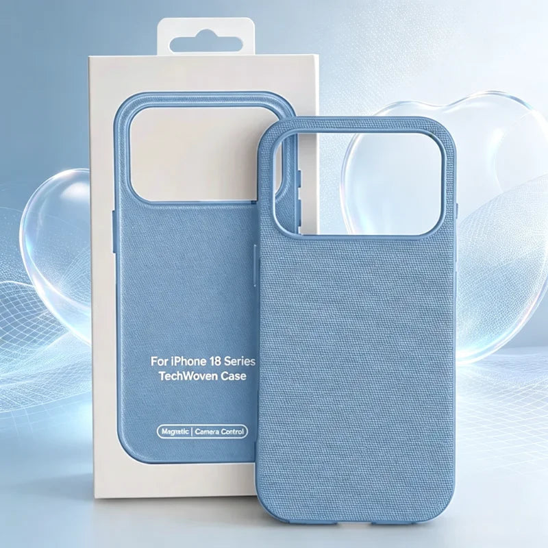 1:1 Original Replica Technology Woven Texture Phone Case For iPhone 18 Pro Max 17 16 15 14 Magnetic Charging Shockproof Cover