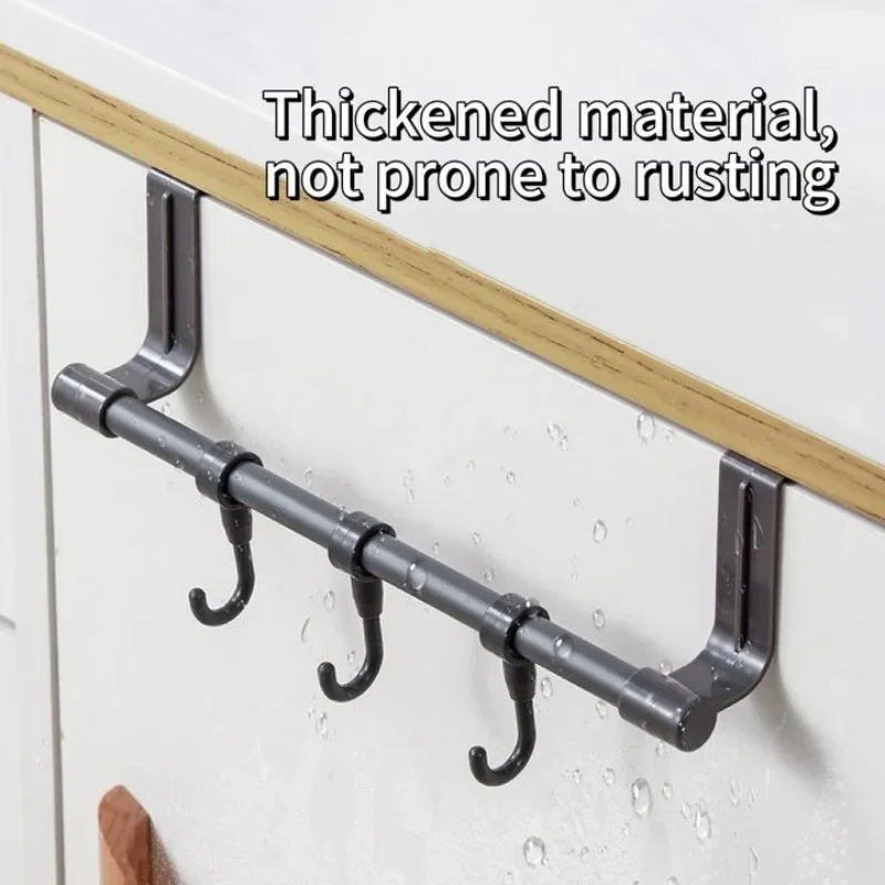 No Drill Hanging Towel Rack for Kitchen - Over Cabinet Door Storage Organizer for Dishcloth Gloves Sponge Holder