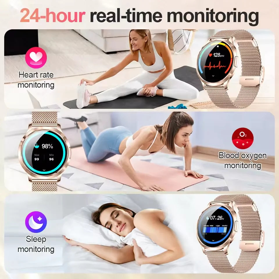 2026 New NFC Women Smart Watch 1.32 "Full HD Touch Screen Blood Pressure IP69K Waterproof 7.3mm Ultra Thin Ladies' Smart Watch