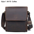 Vintage Fashion Genuine Leather Men Shoulder Bags Leather Messenger Bags Men Crossbody Bag Casual Bag Cowboy Style Brown Medium