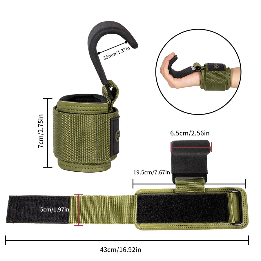 Weightlifting Hook Grips with Wrist Wraps