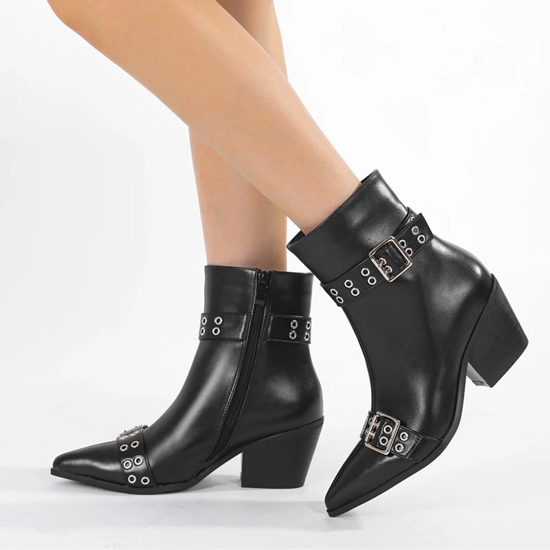 Stivaletti donna Liyke con fibbie e occhielli metallici