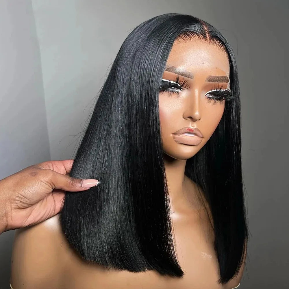 13X4 Bob Wig Bone Straight Bob Wig Lace Front Human Hair Wigs For Women Transparent Lace Frontal Wig Natural Wig 6X4 Glueless Wig Human Hair