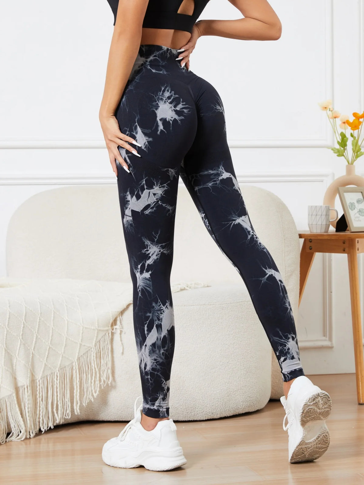 Leggings yoga donna a vita alta, tie-dye