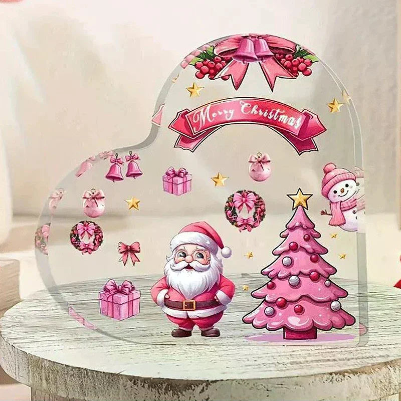 Christmas Atmosphere Heart Acrylic Ornament Desktop Decoration Transparent Stand