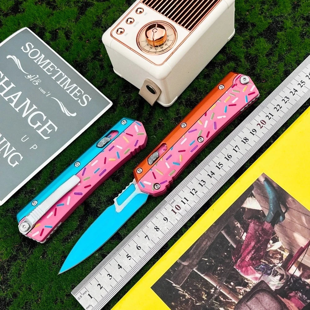 Multifunctional Outdoor Folding Knife, 440C Blade, Donut-Shaped Zinc Alloy Handle, High-Quality Camping, Fishing, and Rescue Tool Gift