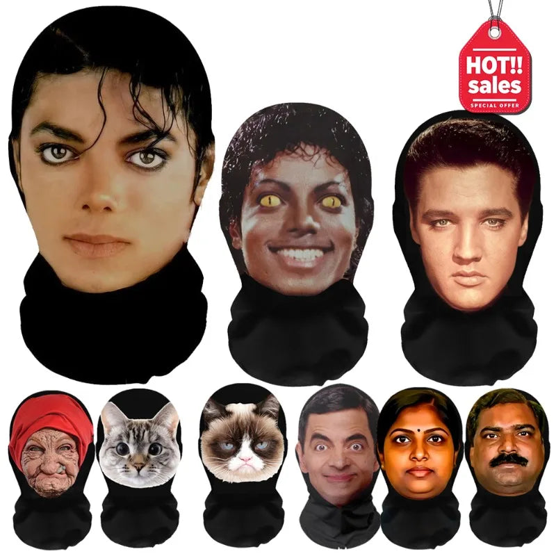 Accesorios de cosplay de MJ Michael Jackson, máscaras faciales de celebridades impresas en 3D, pasamontañas de malla elástica para juegos de rol de Halloween