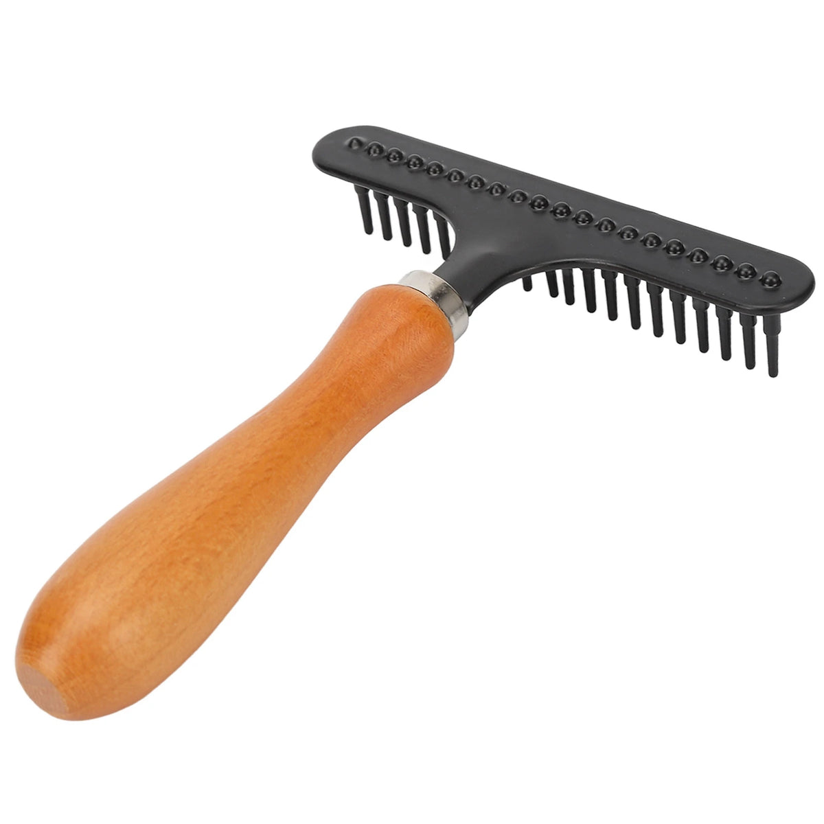 Cepillo de aseo para mascotas Cepillo de mano para mascotas Rastrillo de aseo para gatos Mango de madera Cepillo para eliminar pelo suelto y desenredar para gatos y perros