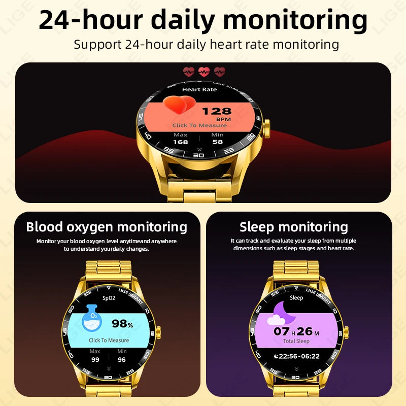 LIGE 2026 New Smartwatch Men 1.38" HD Bluetooth Call Heart Rate Monitor Waterproof Sport Smart Watch Women For Android iOS Phone
