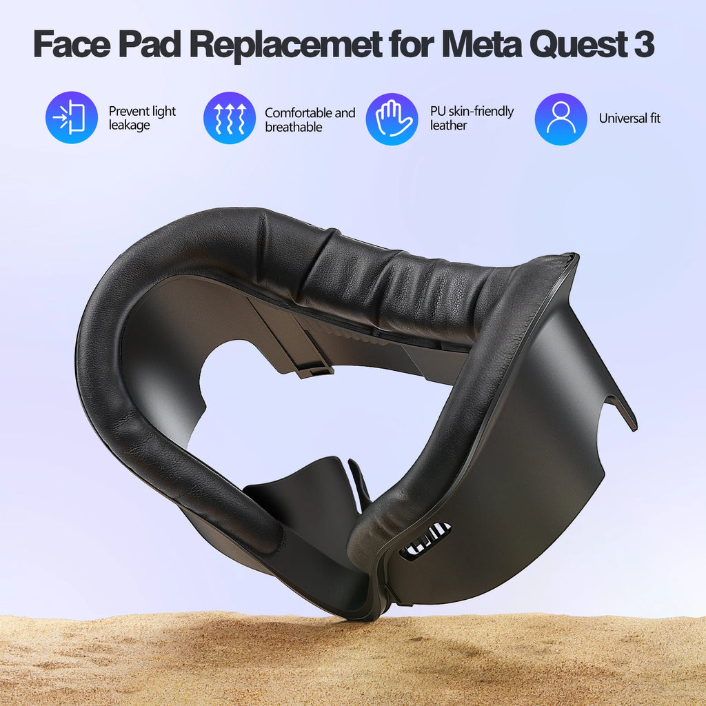 2025, Oculus Quest 3 Face Interface and Mask Pad, Anti-Sweat PU Foam Pad - VR Accessory Compatible with Meta Quest 3