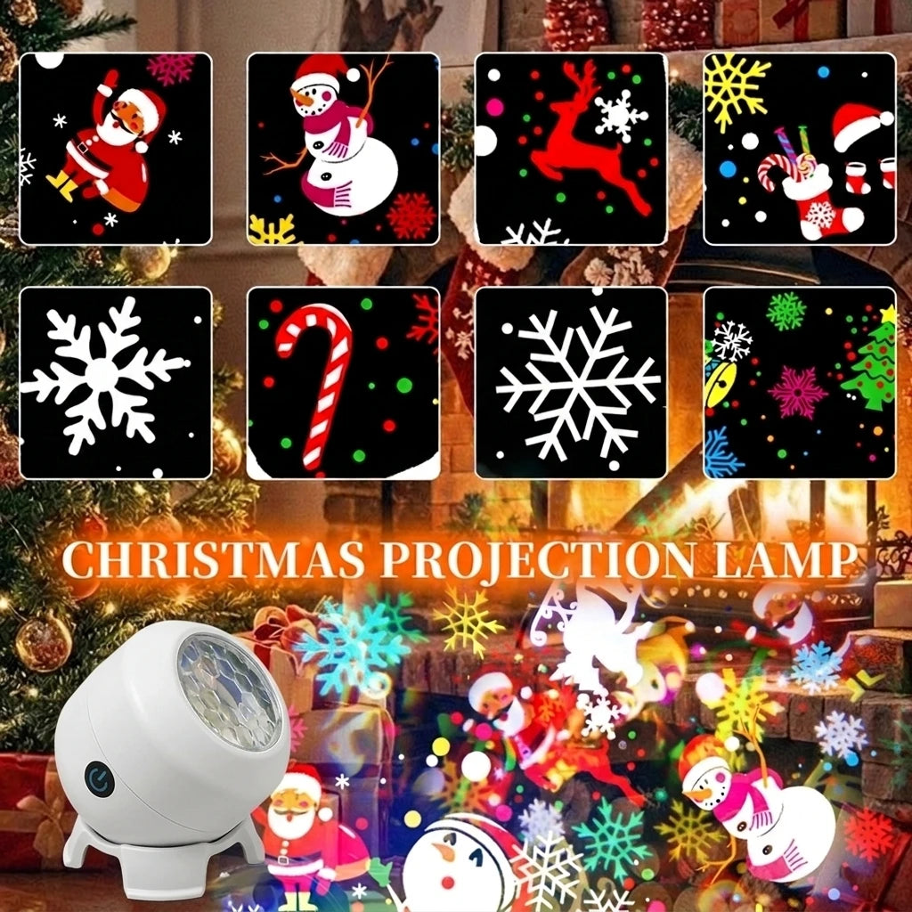 360° drehbares Weihnachtsflocken-Projektorlicht, USB-wiederaufladbar, dynamische Projektion für Schlafzimmer, Weihnachtsfeiern und Weihnachtsdekoration