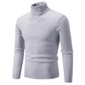 New Men's Turtleneck Sweater Solid Color Jacquard Pullover Knitted Sweaters Casual Warm and Comfortable Tops Mens Clothing