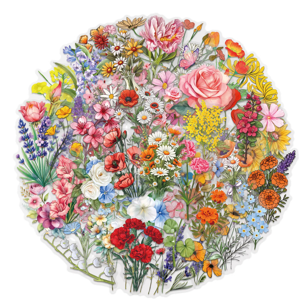 60 transparente Blumenaufkleber, Graffiti-Aufkleber, DIY-Tagebuch, Handyhülle, Scrapbook, ästhetische Aufkleber