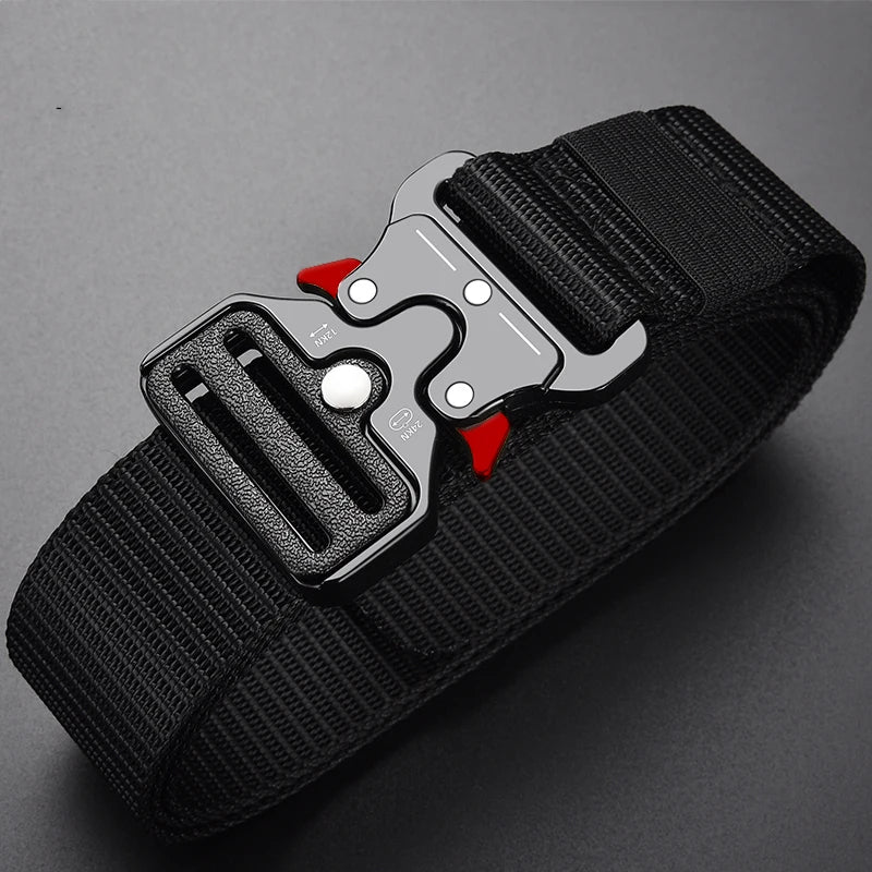1-Piece Men's Tactical Sports Belt, Quick-Release Symmetrical Buckle, Polyester Fiber, Suitable for Outdoor Military Training