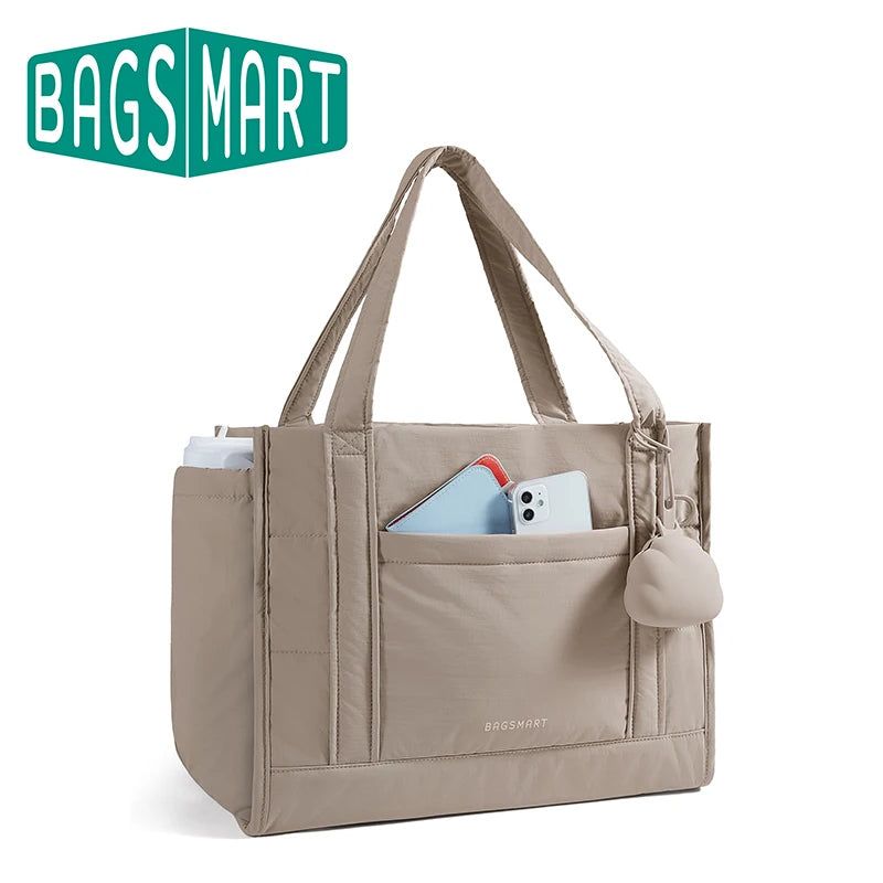 BAGSMART Diaper Bag Tote 5-in-1 Mommy Bag Water Resistant Puffer Baby Bag with Pacifier Case Insulated Pockets