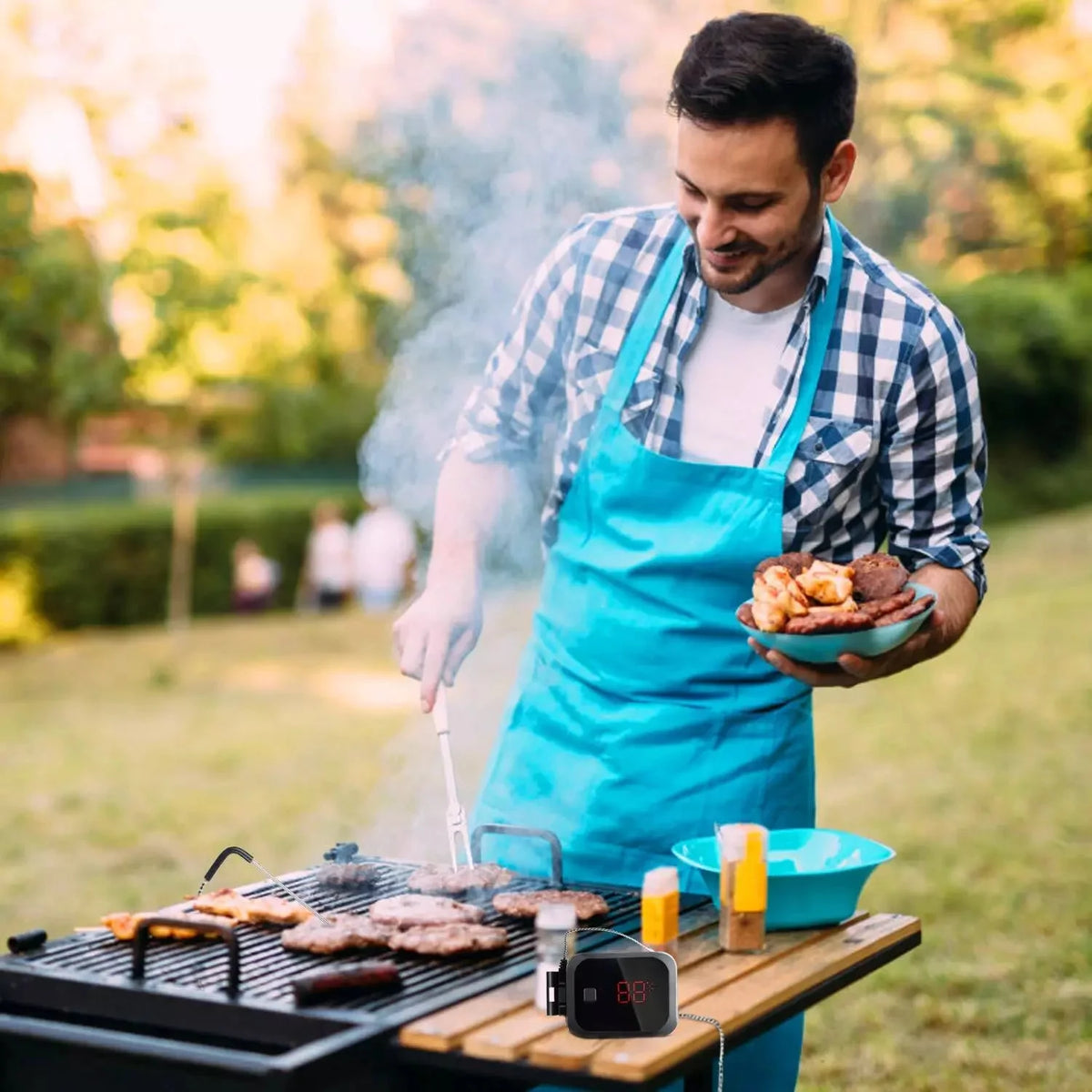 INKBIRD Digital Remote BBQ Thermometer with 2 Probe Bluetooth Smart Cooking Thermometer Wireless Meat Thermometer for Grill Oven