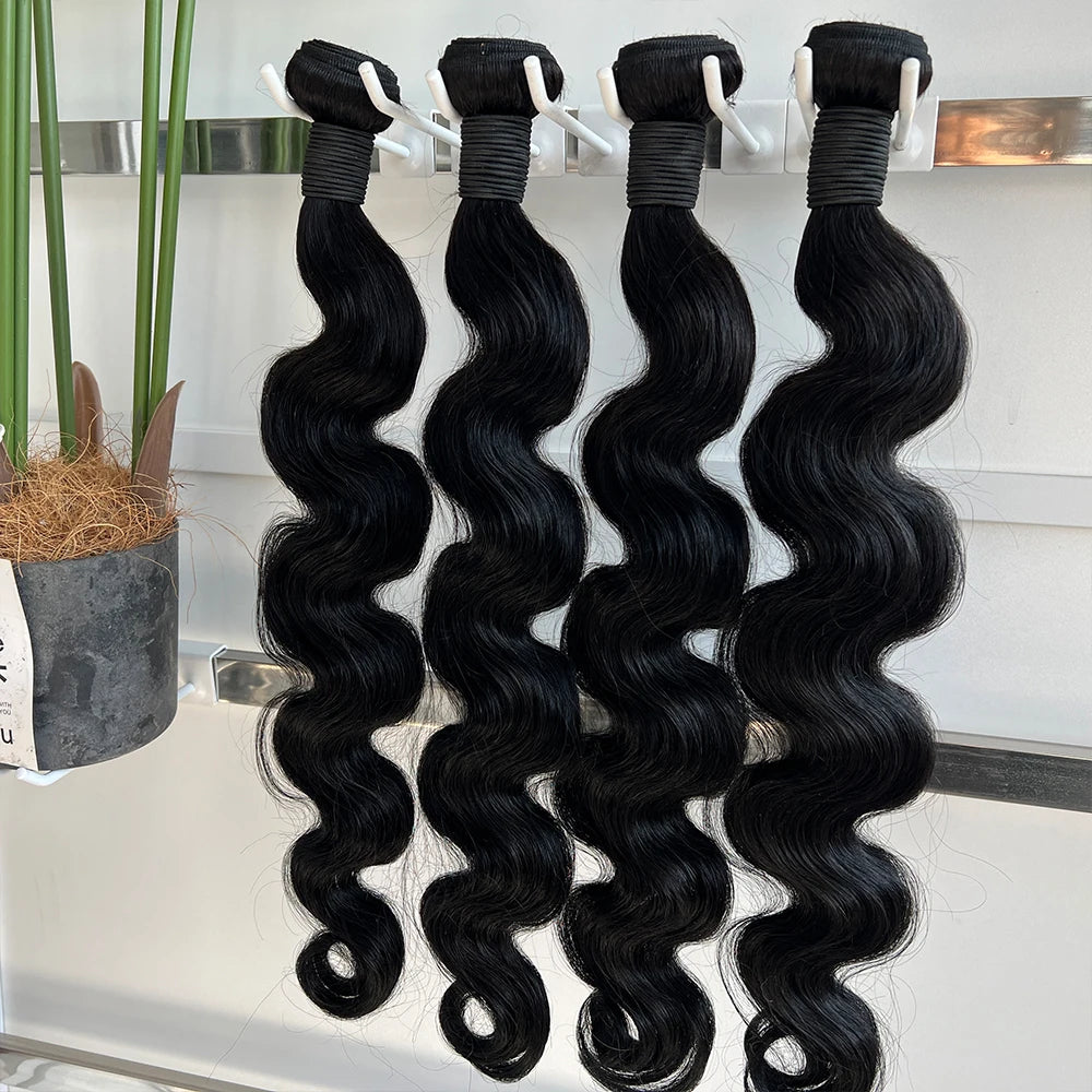 Body Wave Echthaar-Bundles mit Closure, brasilianisches Weaving, 3–4 Bundles mit 4x4-/5x5-Lace-Closure, Virgin-Haar, Raw-Hair-Extensions