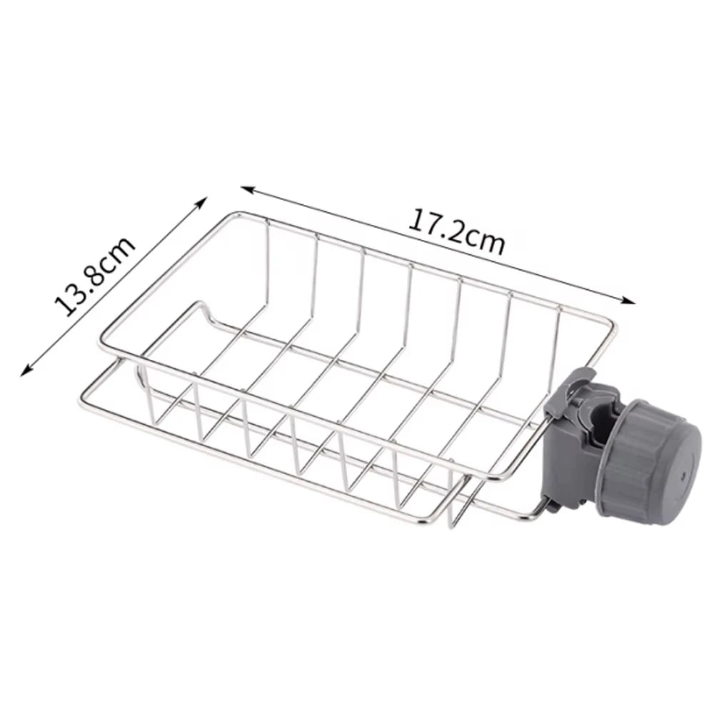 Escurridor para fregadero de cocina, soporte flexible para grifo y organizador de esponjas, jabón, cepillos y toallas, estante de almacenamiento para cocina y baño