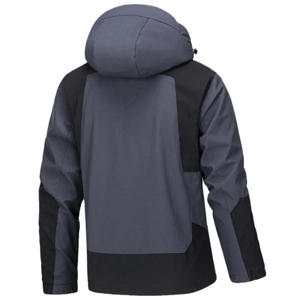 Autumn Men's Punching Jacket Zipper Hooded Windproof Fashion Simple Style Slim Fit Outerwear Climbing Hiking Outdoor Clothing