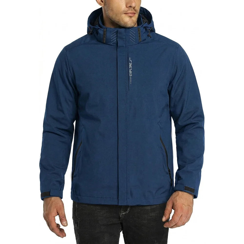 Men's Casual Hooded Jacket Zipper Windproof Solid Color Fashion Lightweight Slim Fit Outdoor Classic Clothing Male Outerwear