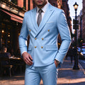 Men's 2 Piece Double Breasted Casual Suit Blazer with Trousers for Wedding Business Dinner Prom and Formal Parties
