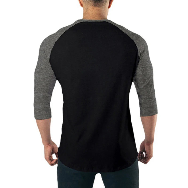 Herren-Sportshirt aus Baumwolle mit Dreiviertelärmeln