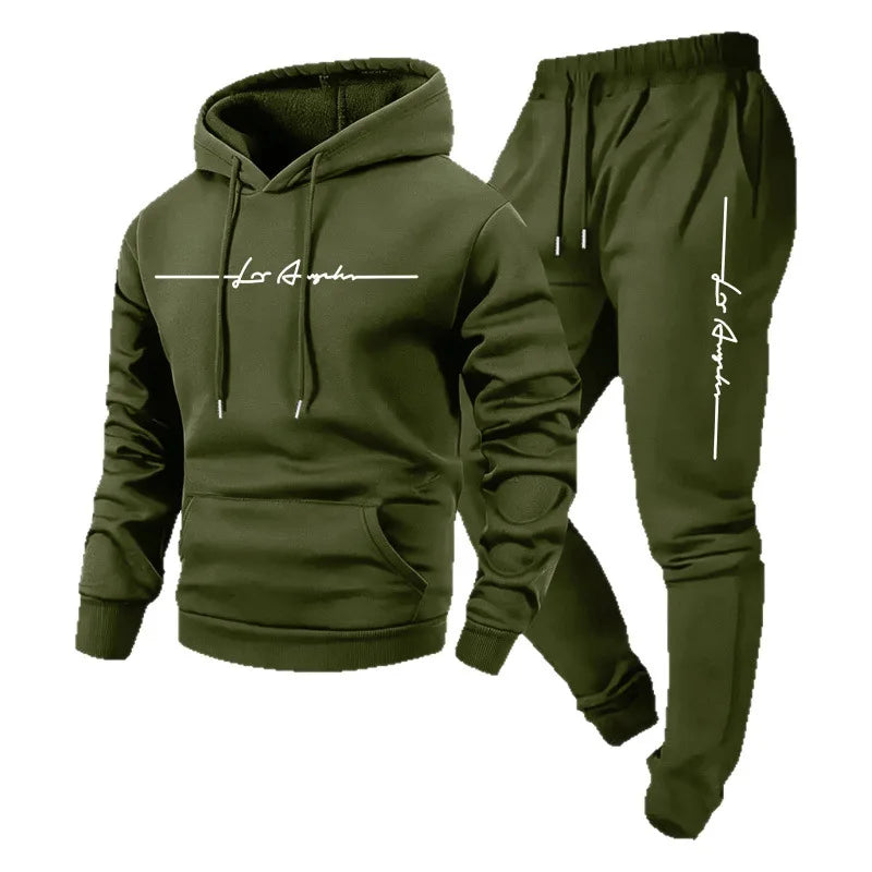 Pants Sets for Men Clothing letter printed sportswear set men's hooded sweatshirt long pants set spring autumn& winter warm suit