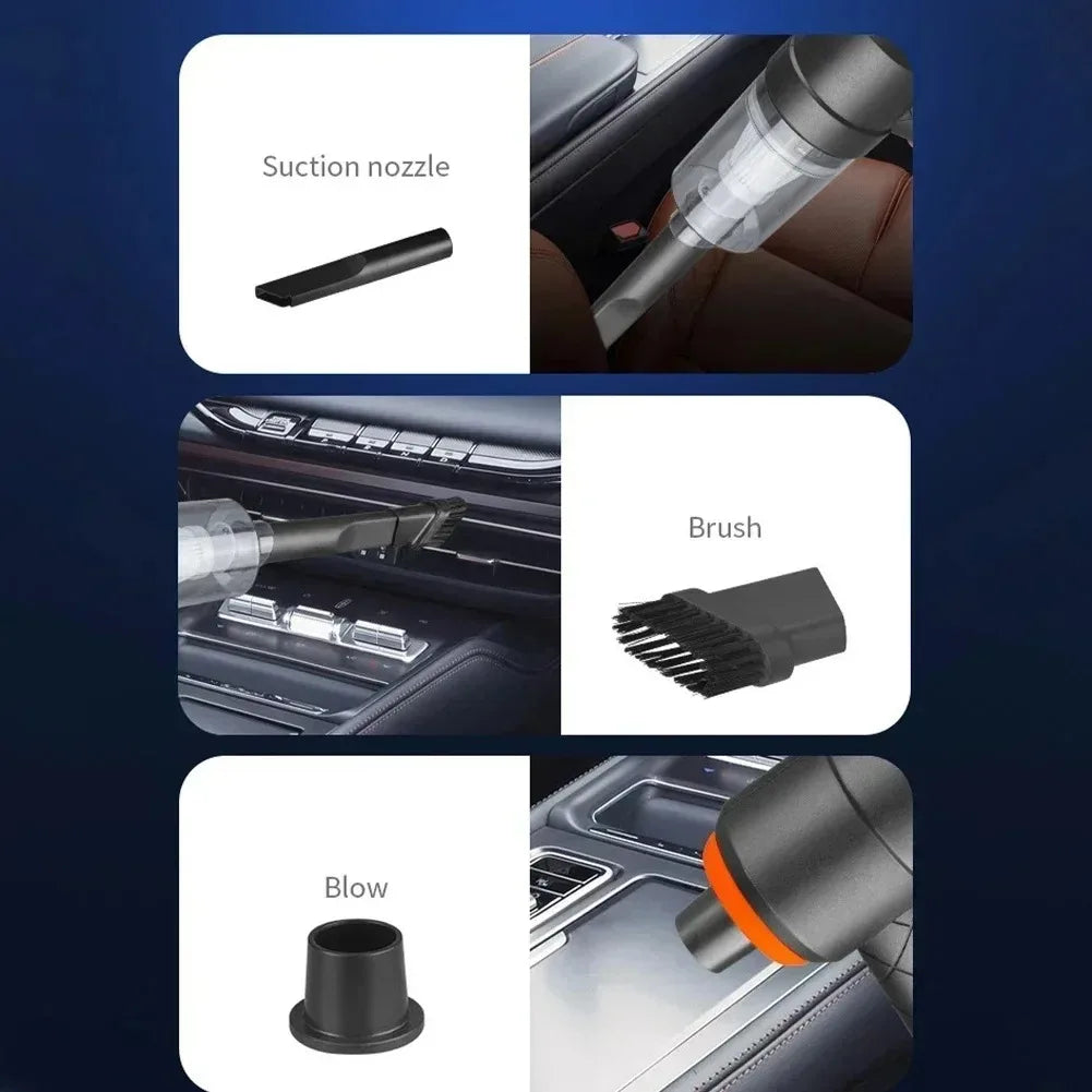 Aspiradora inalámbrica para coche de 9000 Pa, con carga USB y batería de 1200 mAh, aparato de limpieza portátil, mini aspiradora en seco y húmedo para el hogar