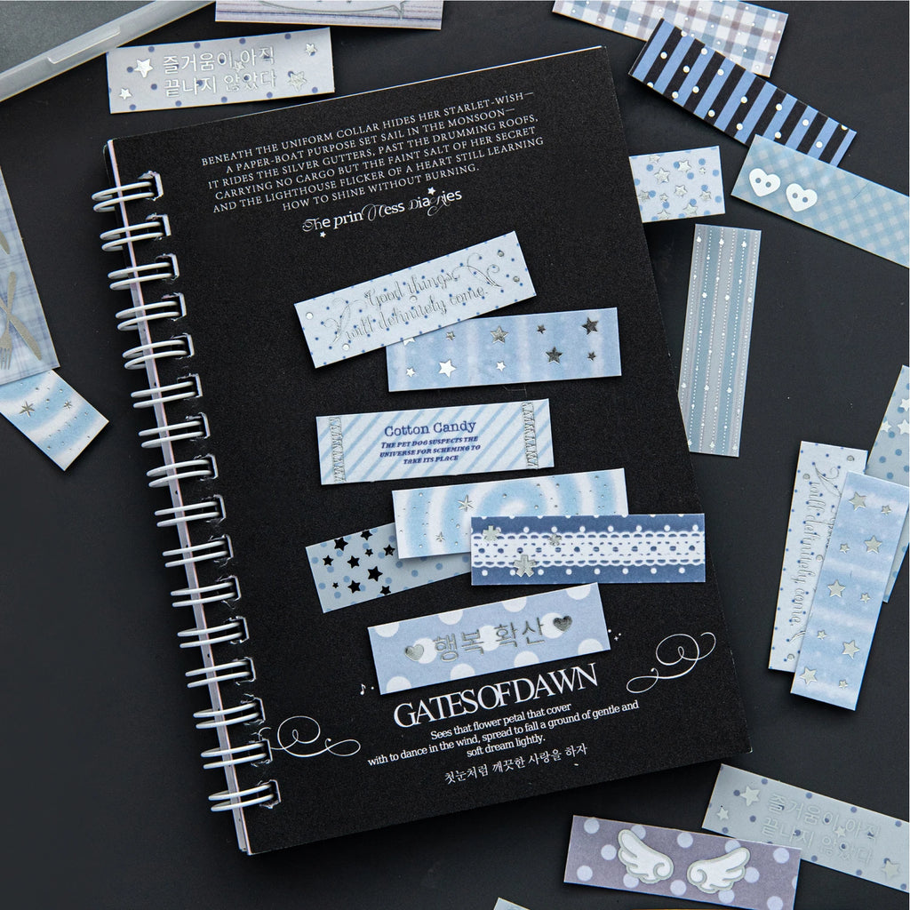 40-Piece Plain Island Series Kawaii Basic Versatile Dual-Material Hot Silver Stickers for DIY Scrapbooking and Aesthetic Stationery