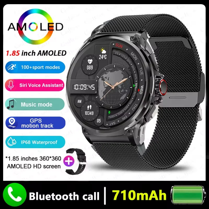 2026 New GPS Trajectory Smart Watch Men 1.85inch HD AMOLED Screen 710mAh Battery Sport Bluetooth Call Smartwatch For Android IOS