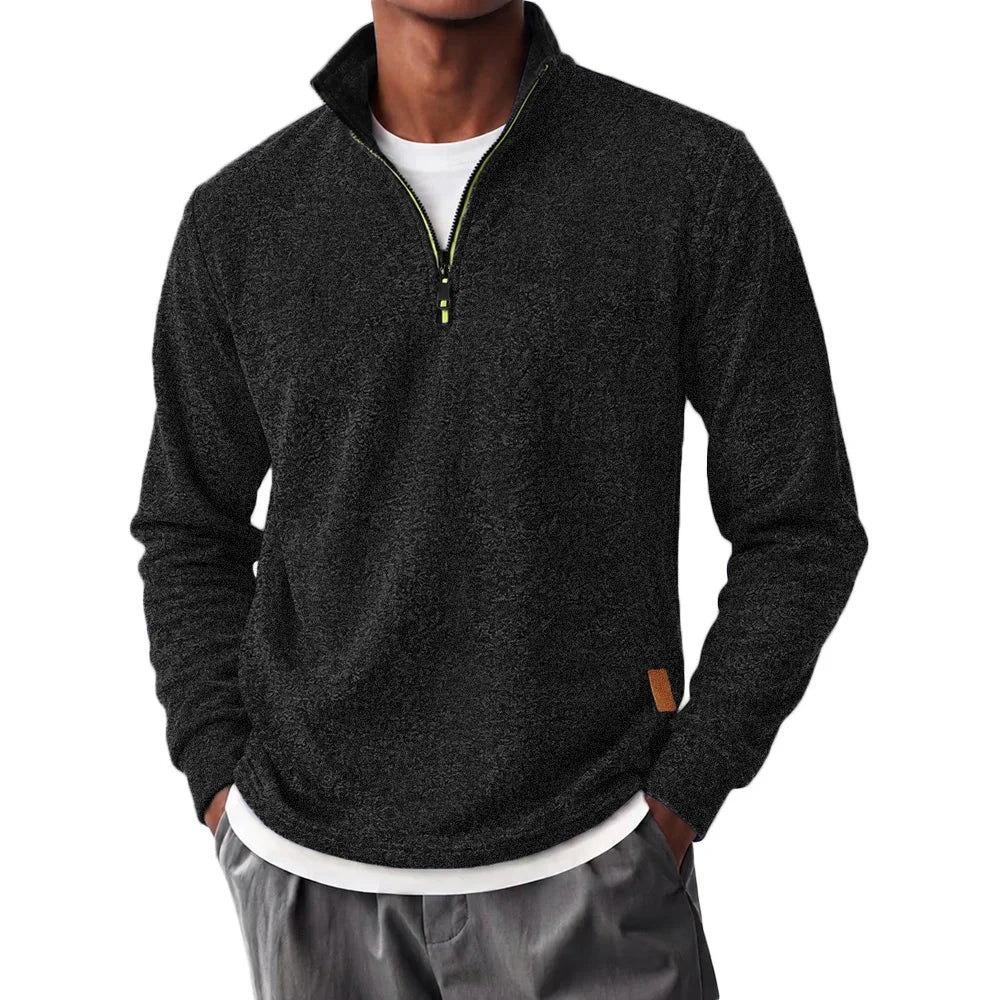 Autumn Men's Casual Sweatshirt Stand Collar Half Zipper Long Sleeve Fashion Simple Style Pullover Male Classic Dailywear