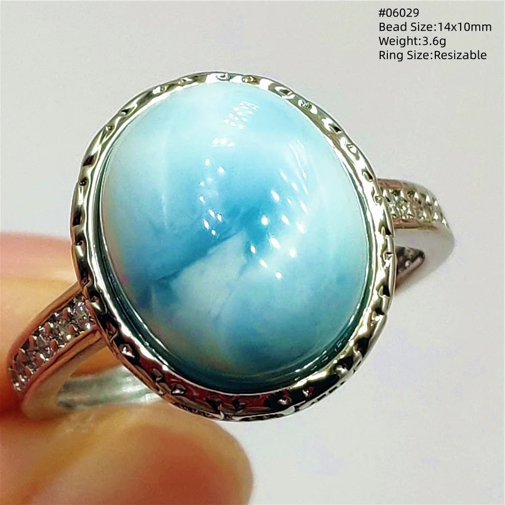 Anello regolabile in argento 925 con larimar